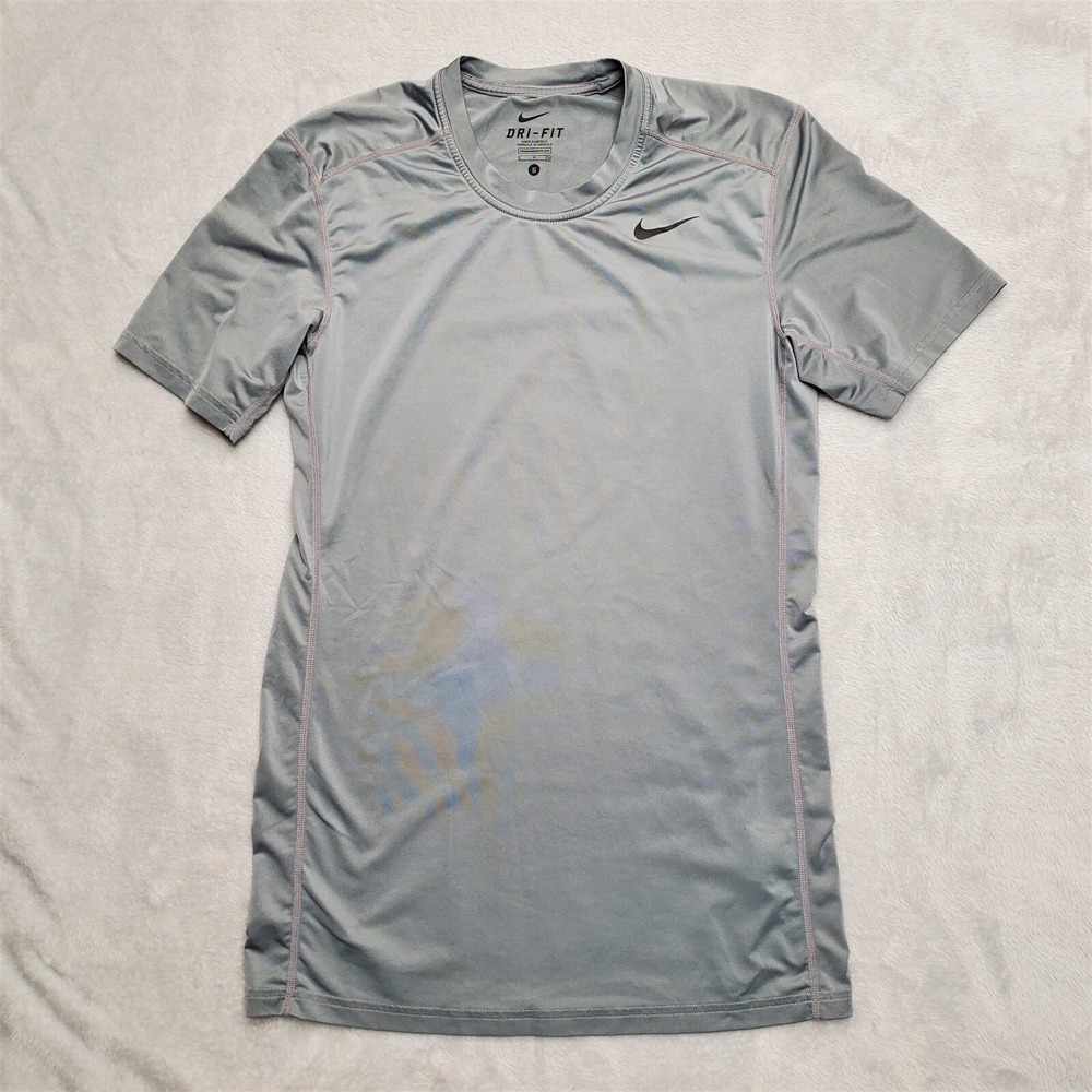 Nike Shirt Mens Small Gray Dri-Fit Crewneck Athletic Performance Training Casual